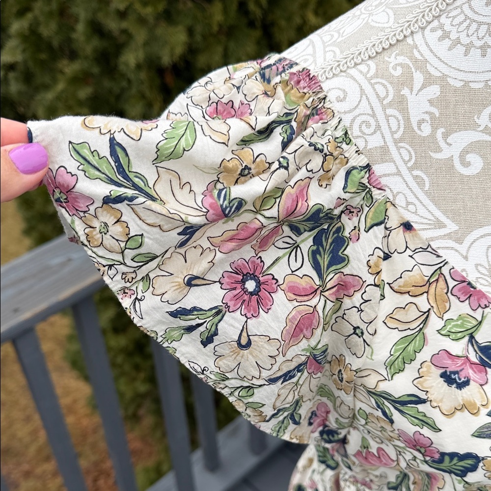 Floral Cream Print Dress sz M - Picture 4 of 13